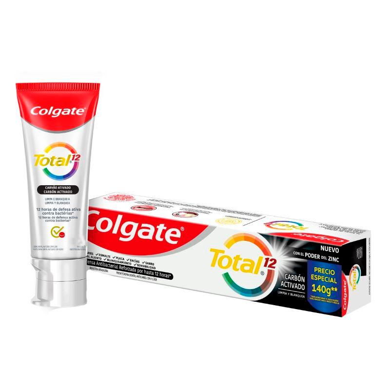 Crema Dental Total 12 Carbón Activado Charcoal Colgate 140gr Punto