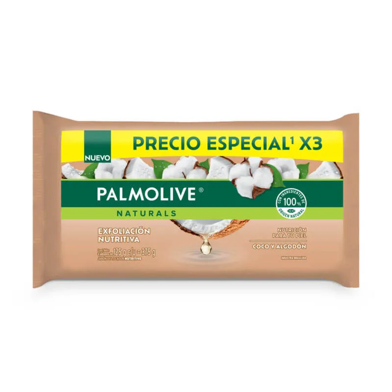 Jabón en Barra Coco y Algodón Palmolive Naturals Cont 3 unidades de