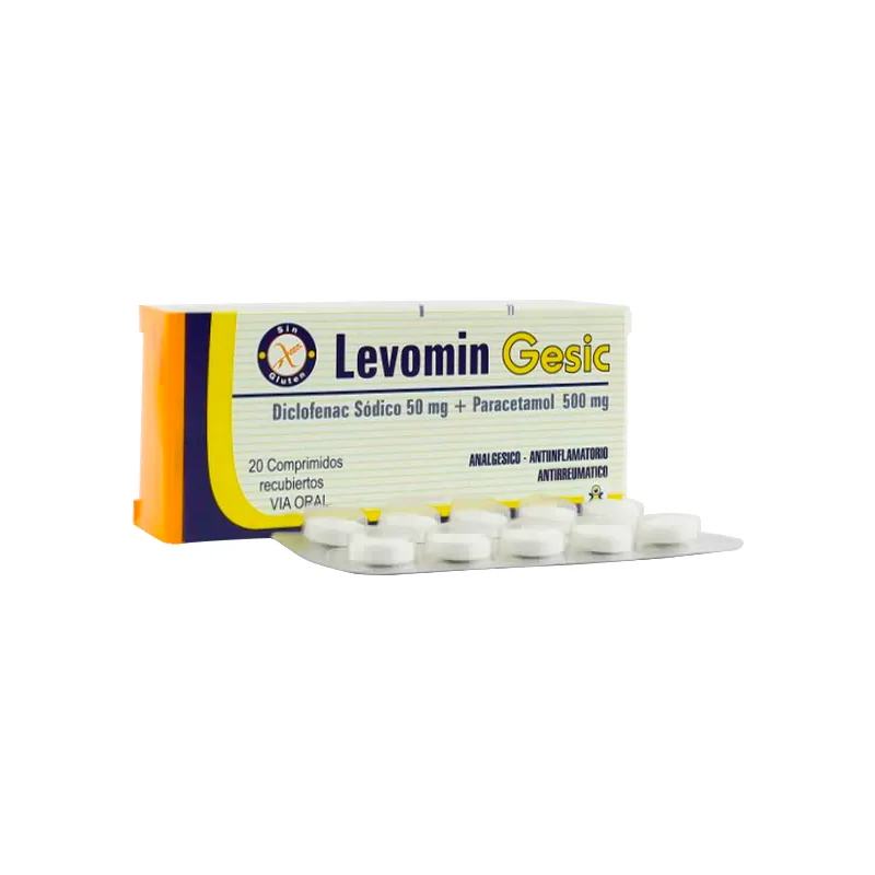 Levomin Gesic Diclofenac Sódico 50 mg Caja de 20 comprimidos