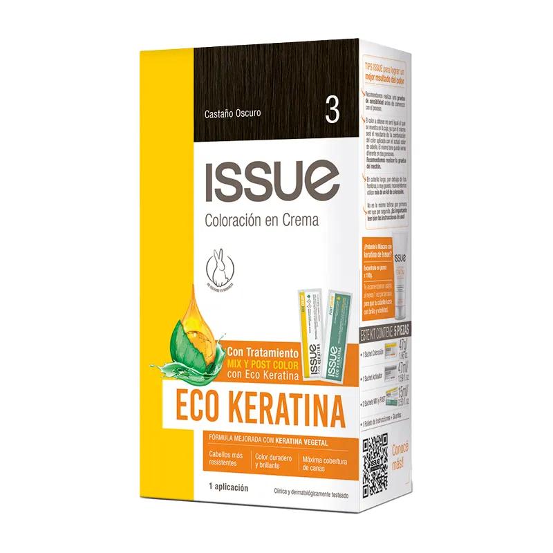Kit Coloración Permanente Eco Keratina N°3 Castaño Oscuro Issue