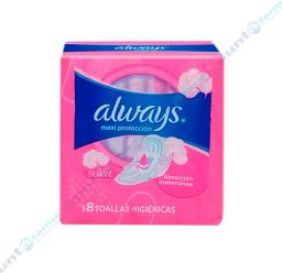 Toallas Femeninas Maxi Protección  Suave Always - Cont. 8 unidades