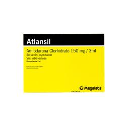 Atlansil Amiodarona Clorhidrato 150 mg  Solución Inyectable - Cont. 6 ampollas de 3mL