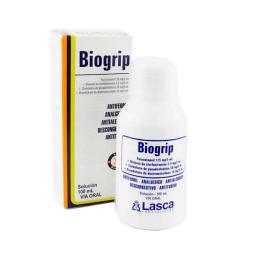 Biogrip - Paracetamol Clorfeniramina Pseudoefedrina Dextrometorfano - Solución de 100 mL