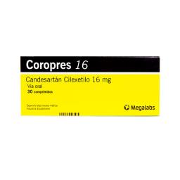 Coropres 16 Candesartán Cilexetilo 16 mg - Caja de 30 comprimidos