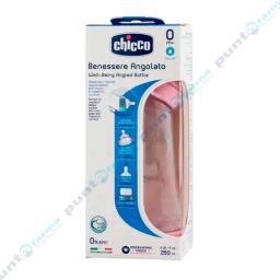 Biberón Benessere Angolato Rosa Chicco silicona 0m+ - 250mL