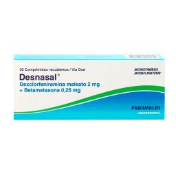 Desnasal Dexclorfeniramina maleato 2 mg + Betametasona 0,25 mg - Caja en 30 comprimidos