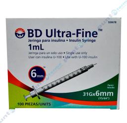 Jeringa para Insulina BD Ultra Fine™ 31Gx6mm - Cont. 100 unidades