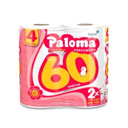 Papel Higiénico Perfumado Paloma 60 metros - Cont 4 unidades