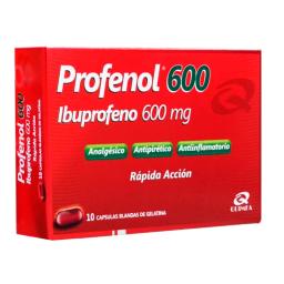 Profenol Ibuprofeno 600 mg - Caja de 10 Cápsulas Blandas de Gelatina