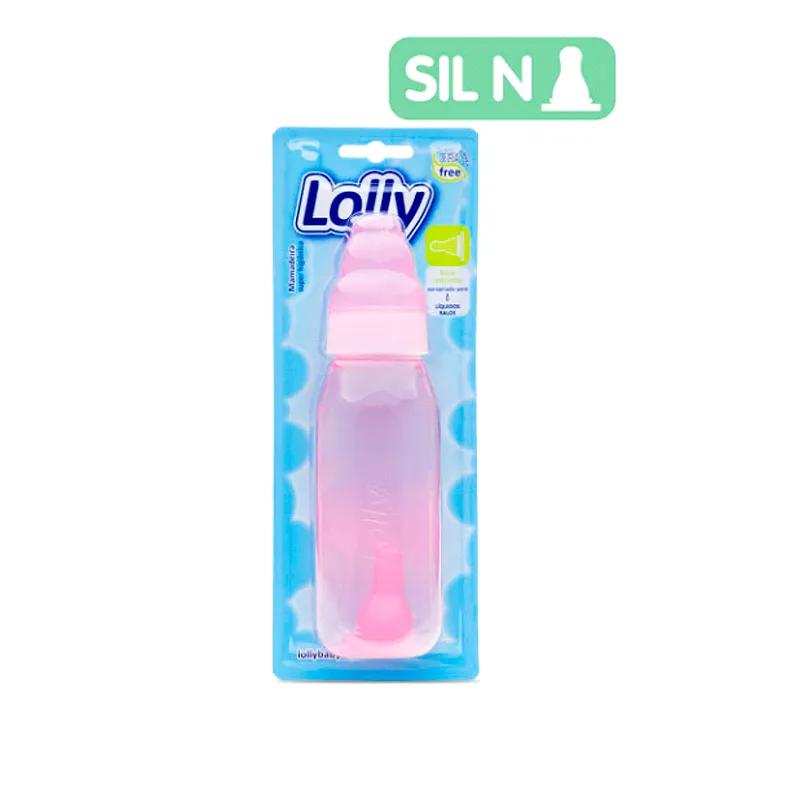Biberon Color Rosa Con Tetina Natural Lolly - 220 ml Cont. 1 Unidad