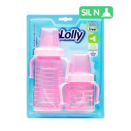 Kit mamadera clean con manija Lolly color rosa