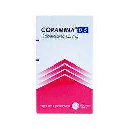 Coramina Cabergolina 0,5 mg - Frasco por 2 comprimidos