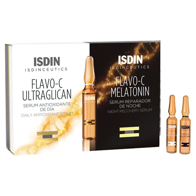 Sérum Antioxidante Día y Noche Isdinceutics Flavo-C Melatonin & Ultraglican - 20 amp 2ml c/u