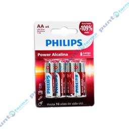 Pilas Power Alcalina AA Philips - Cont. 4 Unidades.