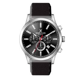 Reloj Daniel Klein Masculino Cuero Negro Fondo Negro