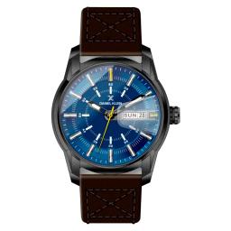 Reloj Daniel Klein Masculino Cuero Marron con fondo Azul