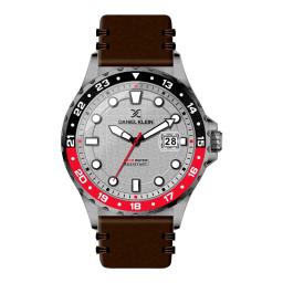 Reloj Daniel Klein Masculino Cuero Marron con Fondo Gris