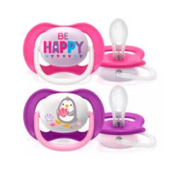 Pack Chupete Anatomicos Ultra Air 6-18 meses Be Happy Girl Avent  - Cont. 2 unidades