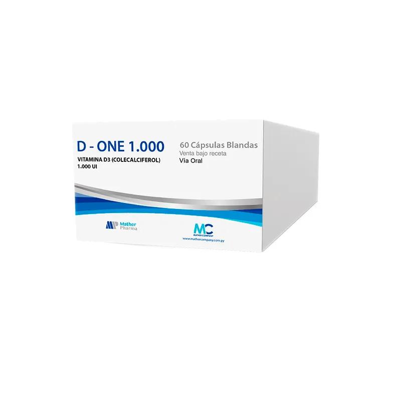 D-ONE 1000 UI Vitamina D3 Colecalciferol - Cont. 60 Capsulas Blandas