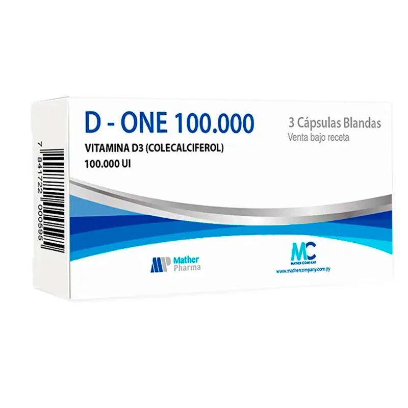 D-ONE 100.000 UI Vitamina D3 Colecalciferol - Cont. 3 Capsulas Blandas