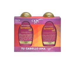 Shampoo + Acondicionador Keratin Oil OGX - Cont. 385 ml cada uno