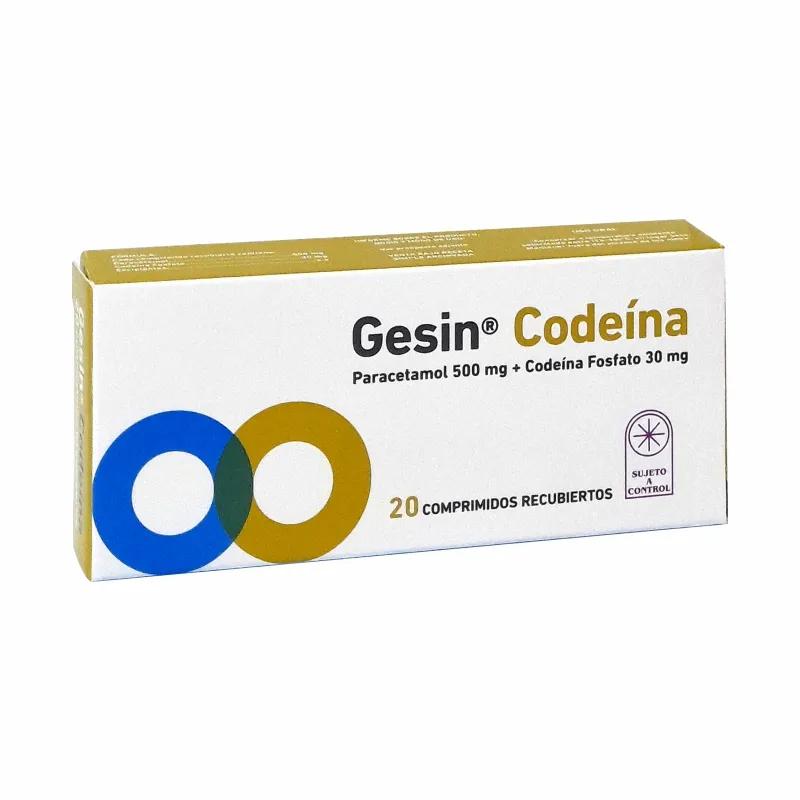 Gesin Codeina Paracetamol - Codeina Fosfato - Contiene 20 Comprimidos