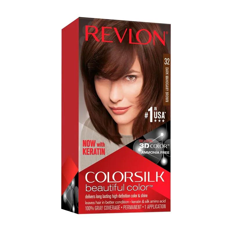 Tinte ColorSilk Beautiful Color N° 32 Marrón Caoba Oscuro Revlon