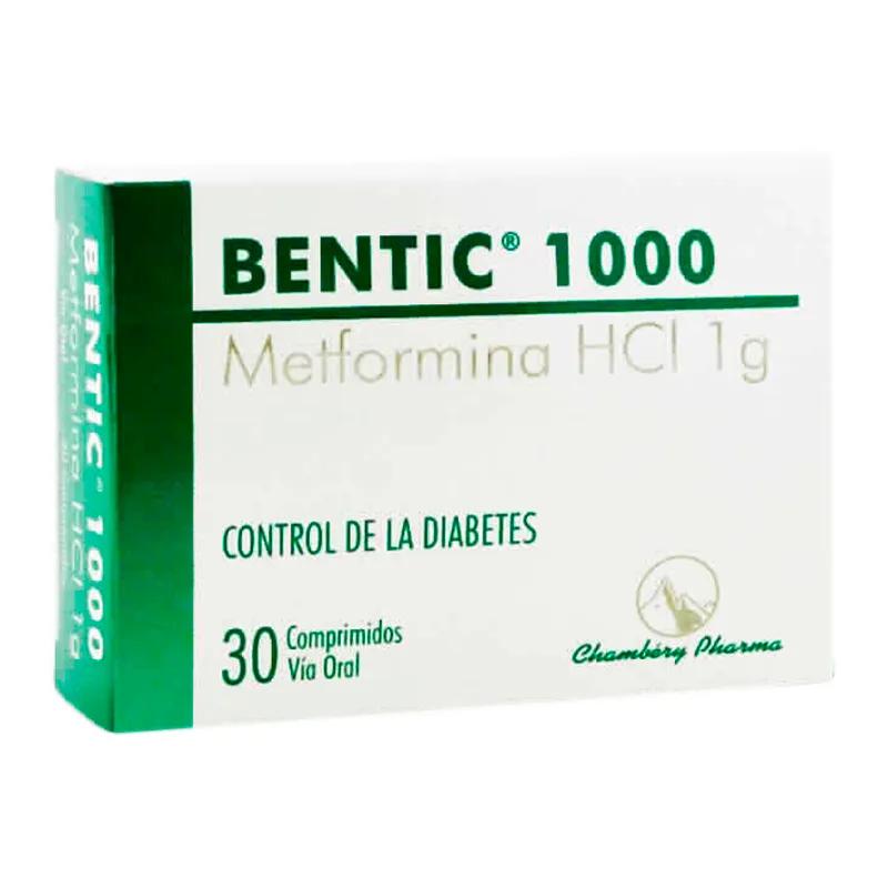 BENTIC 1000 Metformina HCI 1 g Control de la Diabetes - Caja de 30 comprimidos
