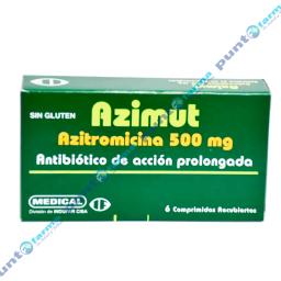 Azimut Azitromicina 500 mg. - Contiene 6 comprimidos revertidos.