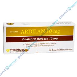 Ardilan 10 mg - Enalapril 10 mg - Caja de 30 Comprimidos Ranurados.