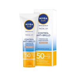 Protector Solar Facial Anti Brillo Matificante FPS50 Tono Medio Nivea Sun - 50mL