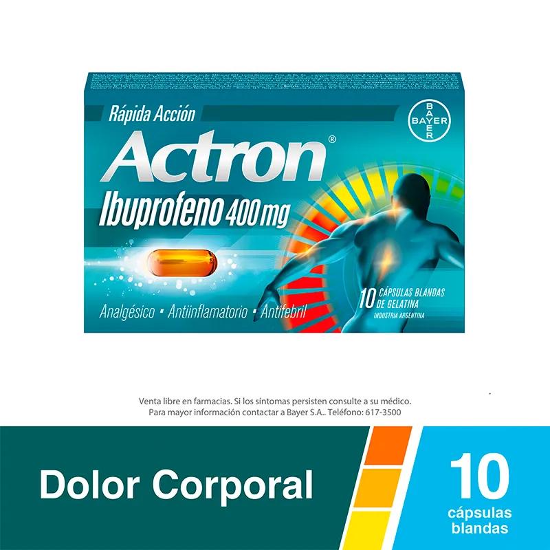 Actron Ibuprofeno 400 mg de Rápida Acción - Caja de 10 cápsulas blandas.