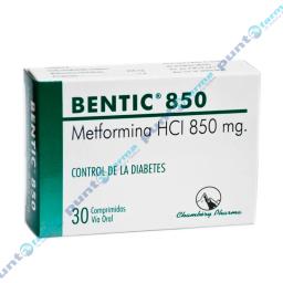 Bentic 850 Metformina 850 mg -  Caja con 30 Comprimidos