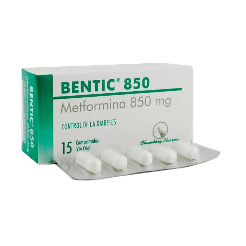 Bentic 850 Metformina 850 - Caja de 15 Comprimidos