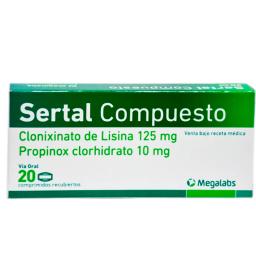 Sertal Compuesto Clonixinato de Lisina 125 mg - Caja de 20 Comprimidos Recubiertos