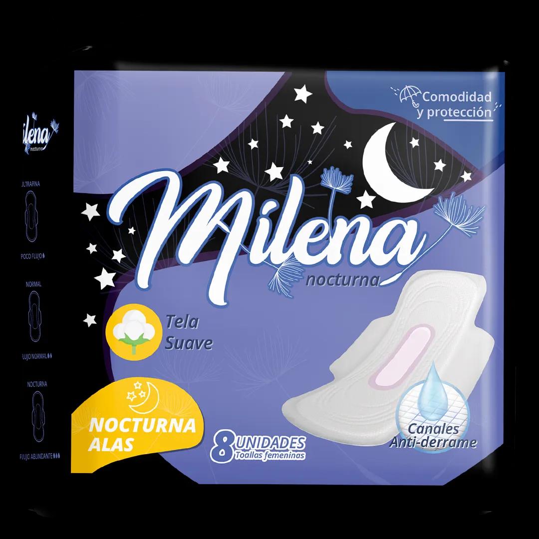 Toalla Higienica Nocturna con Alas Milena - Cont. 8 unidades