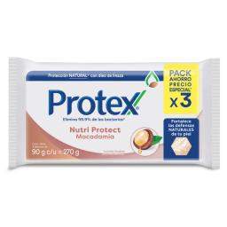 Jabón de Tocador Protex Macadamia - Cont. 3 unidades de 90 gr