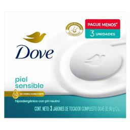 Jabón Piel Sensible Dove - Cont. 3 unidades de 90 g