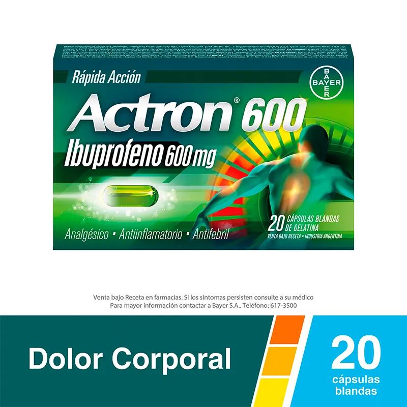 Actron Ibuprofeno 600 mg de Rápida Acción - Caja de 20 cápsulas blandas.