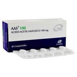 AAS 100 Acido acetil salicilico 100mg - Caja de 20 comprimidos