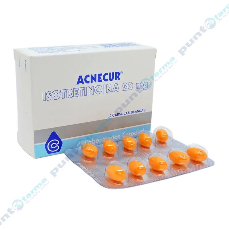 Acnecur Isotretinoina 20 mg - Caja de 30 Cápsulas blandas