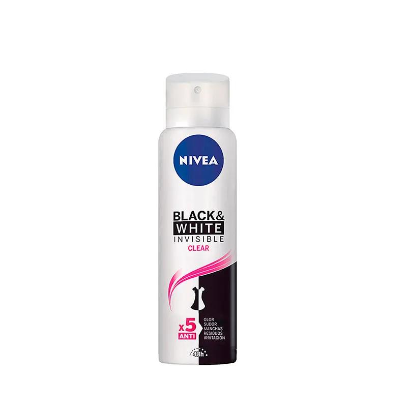 Antitranspirante Spray Invisible Black & White Clear Nivea - 150mL