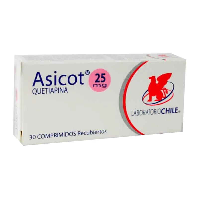 Asicot 25mg Quetiapina - Caja de 30 Comprimidos