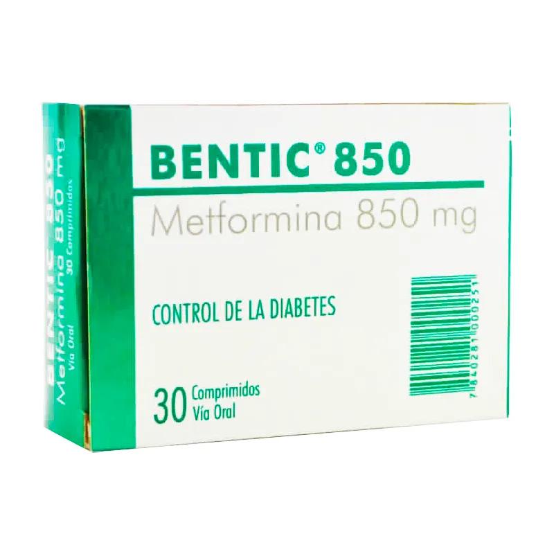 Bentic 850 - Metformina 850 mg -  Caja con 30 comprimidos