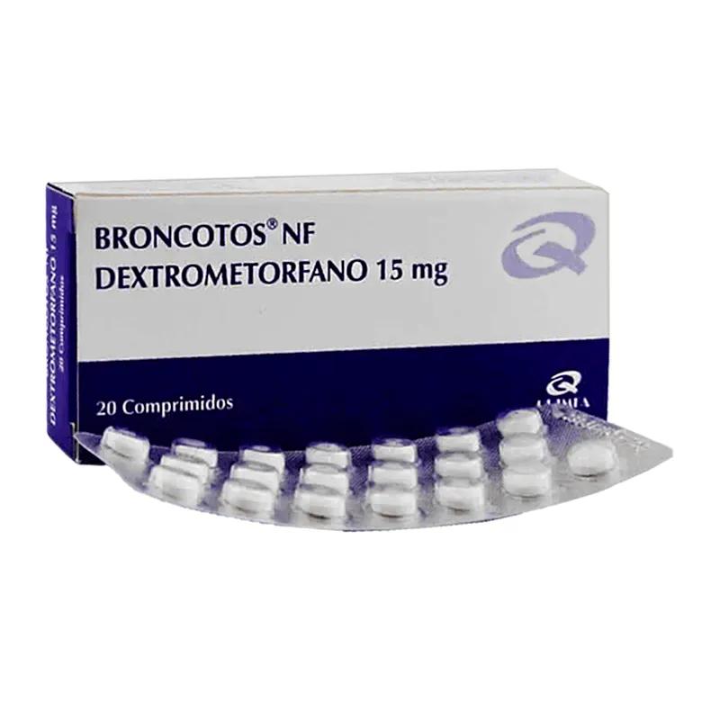 Broncotos NF Dextrometorfano Bromhidrato15 mg - Caja de 20 Comprimidos.