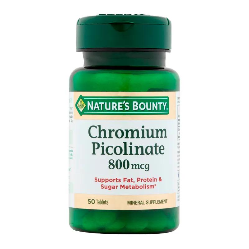 Chromium Picolinate Picolinato de Cromo 800 mg Natures Bounty - Cont 50 Tabletas