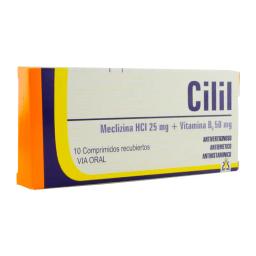 Cilil Meclizina HCI 25 mg Vitamina B 50 mg - Caja de 10 comprimidos recubiertos