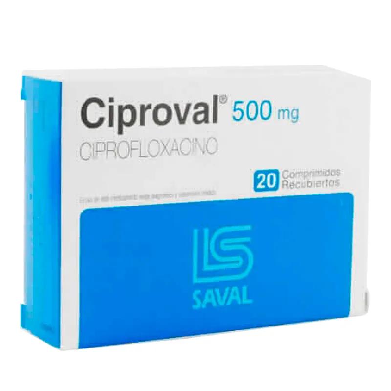 Ciproval 500 mg Ciprofloxacino - Caja de 20 Comprimidos Recubiertos