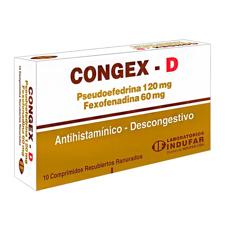 Congex - D Pseudoefedrina 200mg - Caja de 10 comprimidos recubiertos ranurados