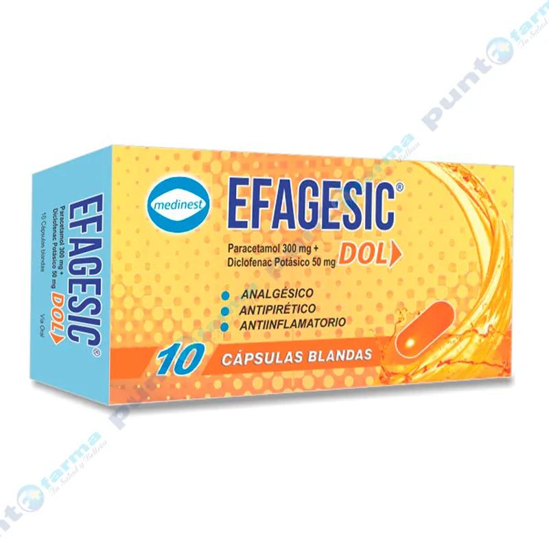Efagesic Paracetamol 300 mg y Dilofenac Potásico 50 mg - Caja de 10 Capsulas Blandas